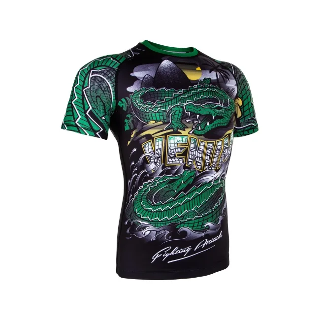 Рашгард VENUM Crocodile Short Sleeves Black Green