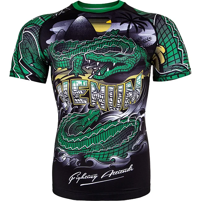 Рашгард VENUM Crocodile Short Sleeves Black Green