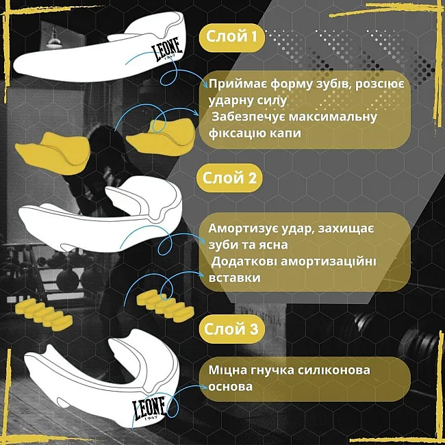 Капа для бокса Leone PD513 взрослая TOP GUARD Yellow (возраст 11+)