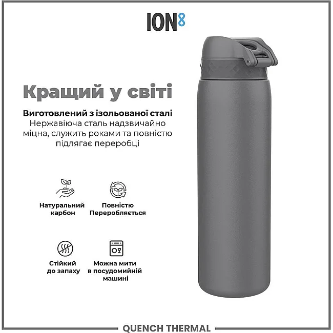 Бутылка для воды металлическая вакуумная ION8 920 мл. Vacuum Insulated, Grey
