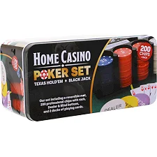Набор для покера в металлической коробке Home casino Poker set SP-SPORT IG-8653 200 фишек
