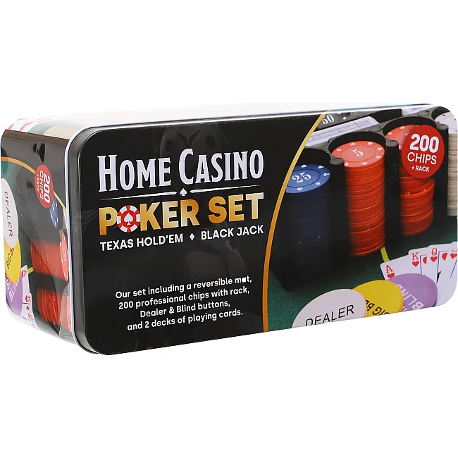 Набор для покера в металлической коробке Home casino Poker set SP-SPORT
 IG-8653 200 фишек