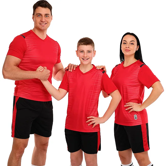 Футбольная форма комплект футболка и шорты LIDONG D8865 4XS-XXL (Красный-черный)