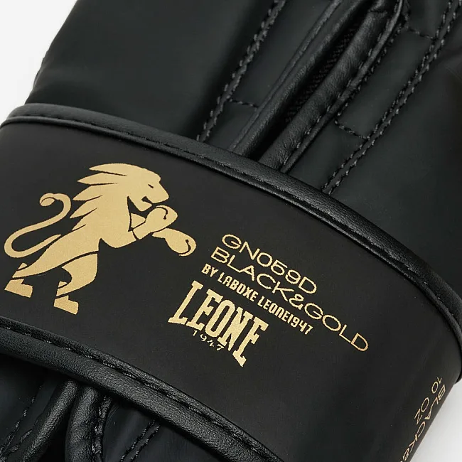 Боксерські рукавиці Leone GN059D Black/Gold (капу в комплекті)