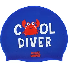 Шапочка для бассейна силиконовая юниорская MADWAVE Junior COOL DIVER M057310 (Синий)