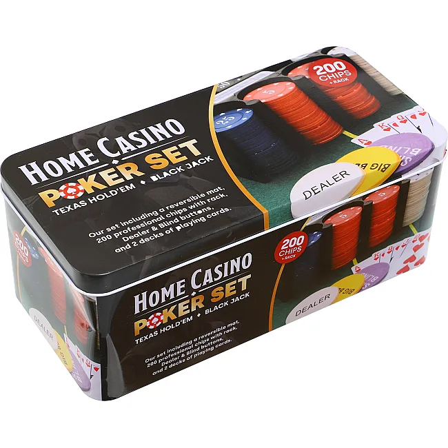 Набор для покера в металлической коробке Home casino Poker set SP-SPORT
 IG-8653 200 фишек
