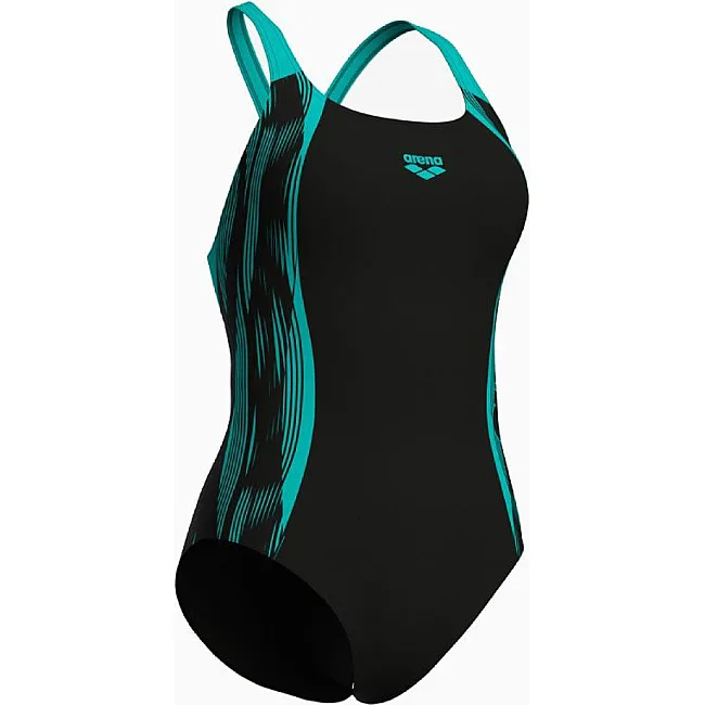 Купальник Arena SWIM PRO BACK GRAPHIC черный, бирюзовый