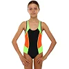 Купальник для детей слитный SP-SPORT PL-2413 6-12лет (Черный-салатовый-оранжевый)