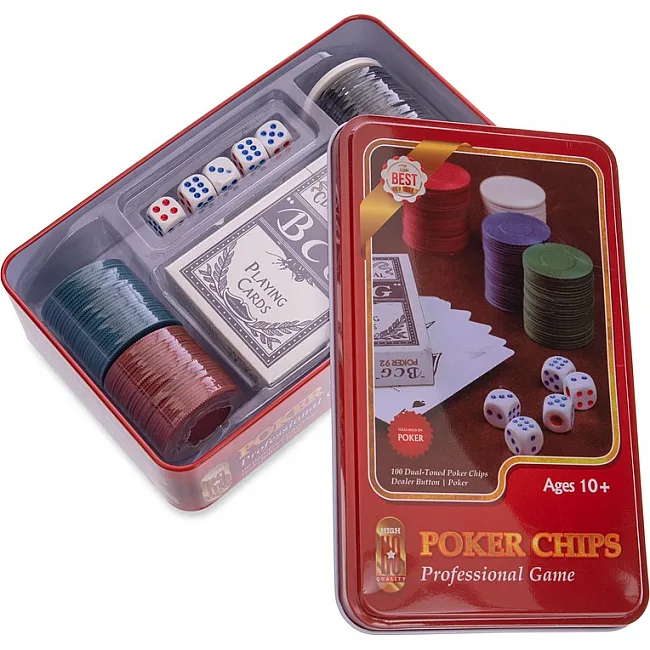 Распродажа! Набор для покера в металлической коробке Professional Poker chips SP-SPORT IG-4591 100 фишек