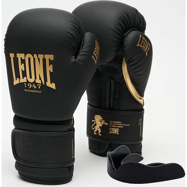 Боксерські рукавиці Leone GN059D Black/Gold (капу в комплекті)