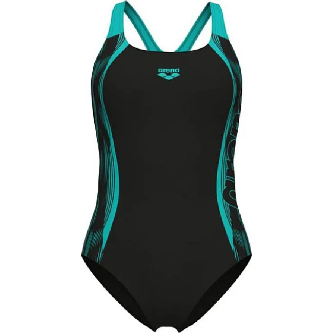 Купальник Arena SWIM PRO BACK GRAPHIC черный, бирюзовый