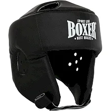 Боксерський шолом із захистом верхівки штучна шкіра BOXER 2030-N (Чорний)