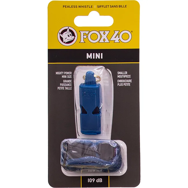Свисток спортивный судейский пластиковый со шнурком MINI FOX40-MINI (Синий)