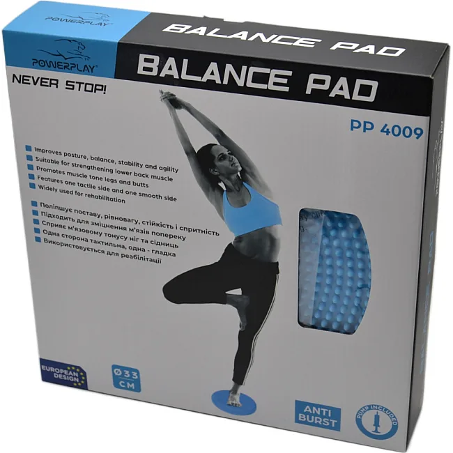 Балансировочная массажная подушка POWERPLAY 4009 Balance Pad (Ø33) Синяя
