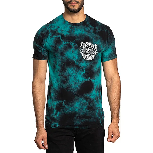 Футболка AFFLICTION Long Road A24543 Teal Lightning Wash