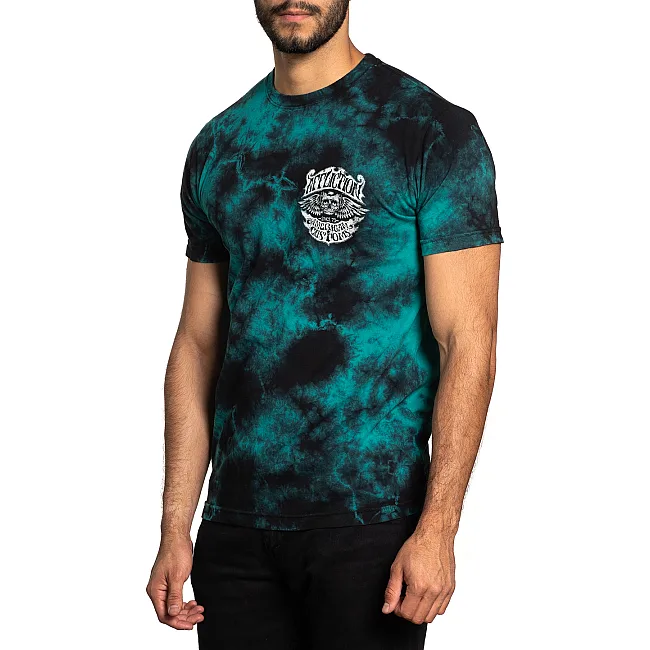 Футболка AFFLICTION Long Road A24543 Teal Lightning Wash