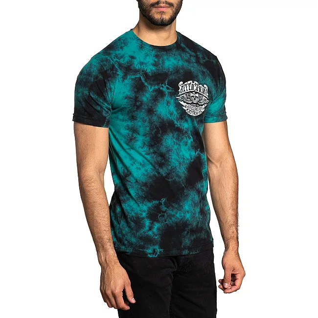 Футболка AFFLICTION Long Road A24543 Teal Lightning Wash