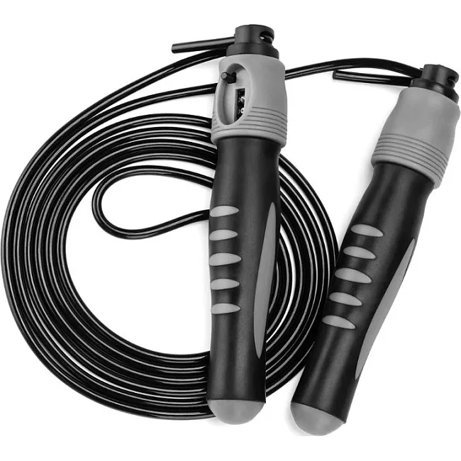 Скакалка со счетчиком PowerPlay 4215 Jump Rope With Counter Черно/Сера 2.75 см.