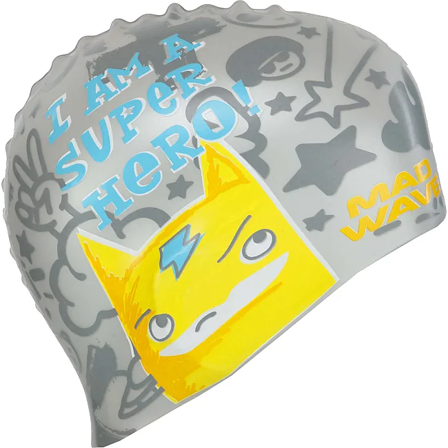 Шапочка для басейну
 силіконова юніорська MADWAVE
 Junior SUPER HERO M057003 (Срібний)