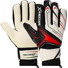 Воротарські рукавички професійні із захистом пальців SOCCERMAX GK-4341 7-11 (Білий-чорний-червоний)