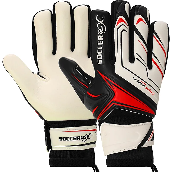 Вратарские перчатки
 профессиональные с защитой пальцев SOCCERMAX GK-4341
 7-11 (Белый-черный-красный)