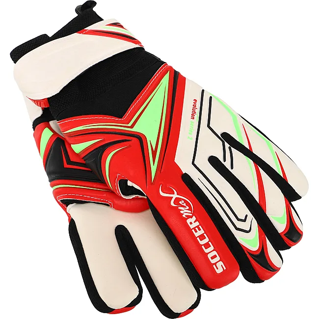 Вратарские перчатки
 профессиональные с защитой пальцев SOCCERMAX GK-4341
 7-11 (Белый-черный-красный)