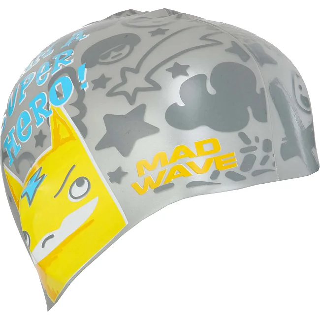 Шапочка для басейну
 силіконова юніорська MADWAVE
 Junior SUPER HERO M057003 (Срібний)