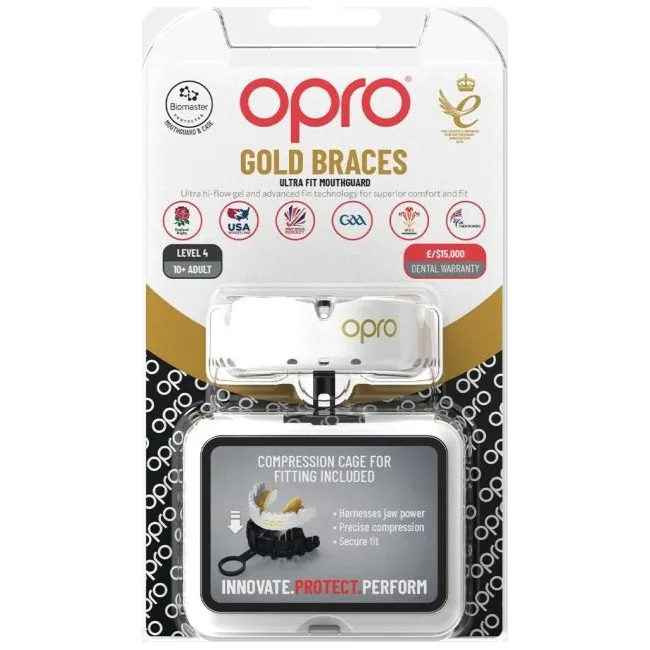 Капа OPRO Gold Braces під брекети доросла (вік 11+) White/Gold (art.102506004)