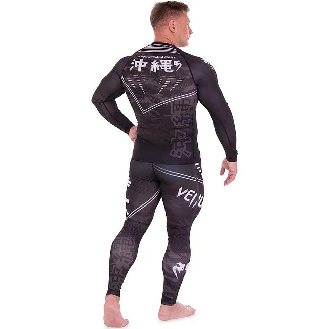 Костюм компресійний чоловічий рашгард лонгслів та штани VENUM
 OKINAWA 9504-9604 XXS
-XXL (Чорний-червоний)
