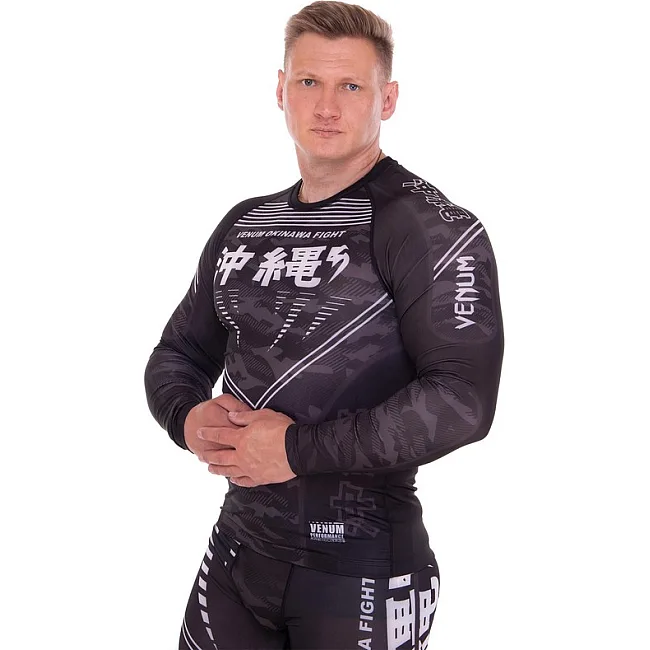 Костюм компресійний чоловічий рашгард лонгслів та штани VENUM
 OKINAWA 9504-9604 XXS
-XXL (Чорний-червоний)