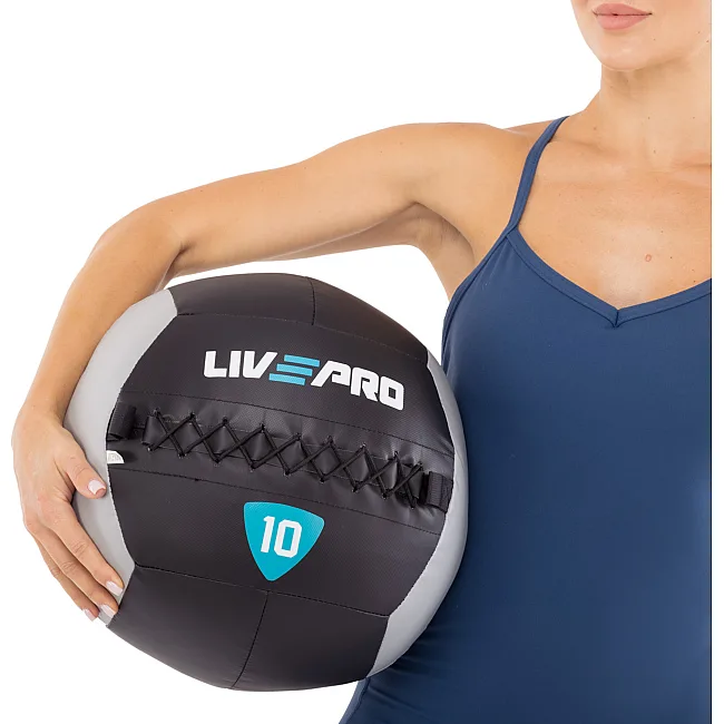 Мяч набивной медицинский для кроссфита WALL BALL LiveUp LP8100-10 10кг