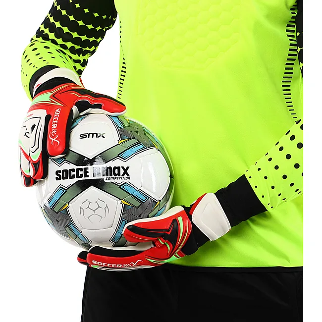 Вратарские перчатки
 профессиональные с защитой пальцев SOCCERMAX GK-4341
 7-11 (Белый-черный-красный)