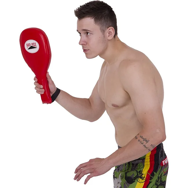 Ракетка хлопушка для тхэквондо одинарная кожаная PRO-BOX BO-0590 1шт (Черный)