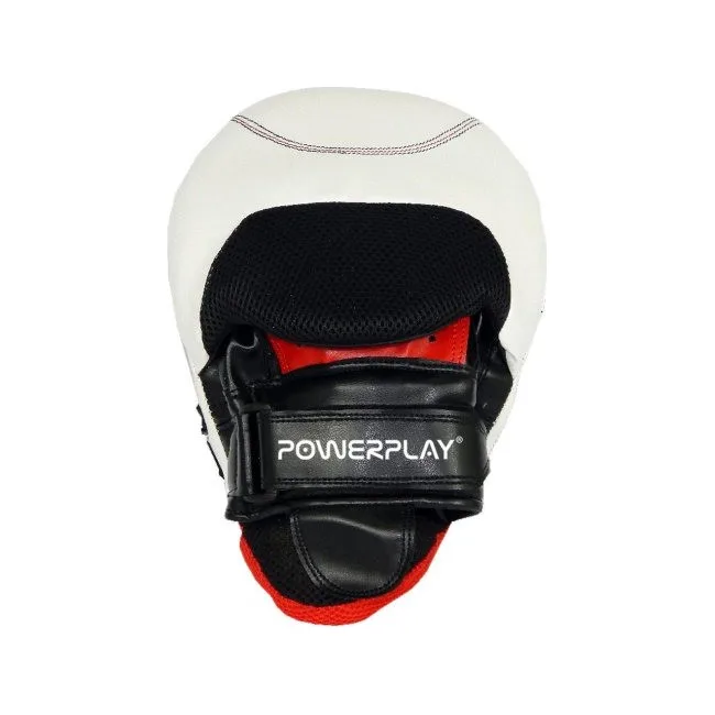 Боксерские лапы POWERPLAY 3042 черно-белые PU 