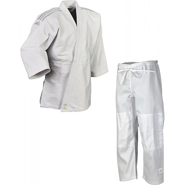 Кимоно для дзюдо Adidas Club J350P (белое с серебряными полосами на плечах)