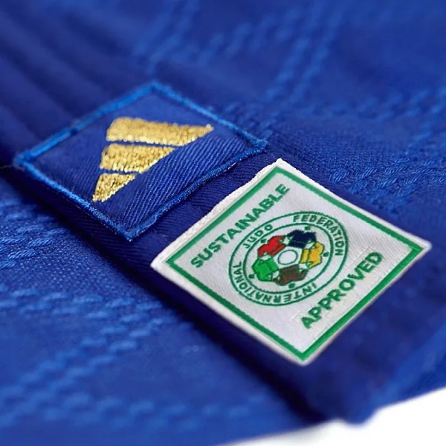 Кимоно для дзюдо Champion III с лицензией IJF | синее/золотые полосы | ADIDAS J-IJFB3