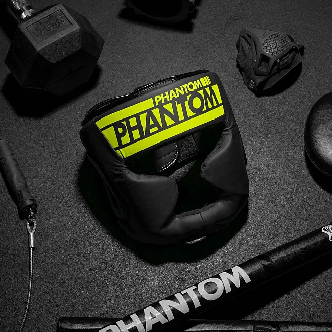 Шлем для бокса PHANTOM APEX Full Face Neon One Size Black/Yellow (капа в подарок)