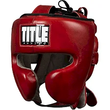 Шлем для бокса TITLE Blood Red Leather Sparring