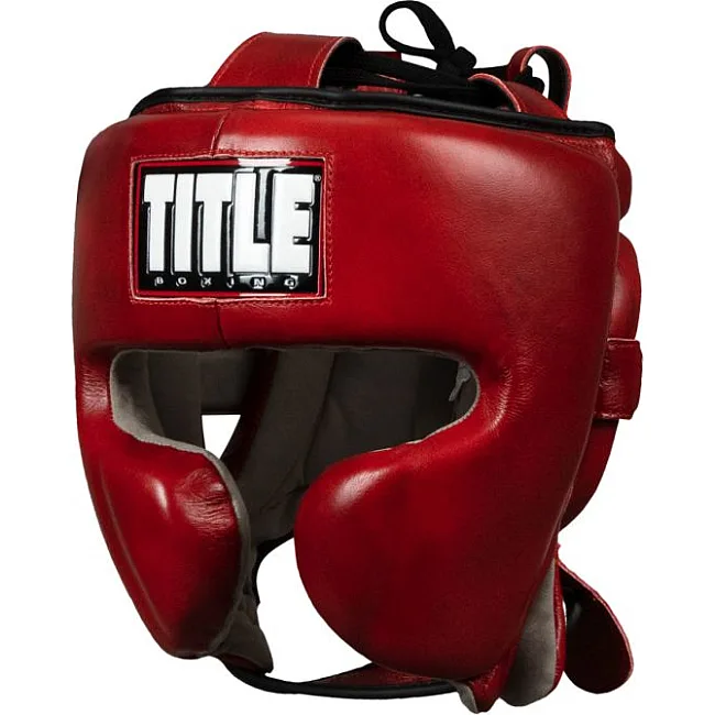 Шлем для бокса TITLE Blood Red Leather Sparring