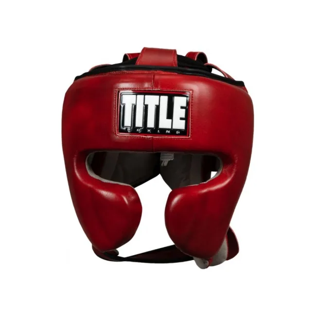 Шлем для бокса TITLE Blood Red Leather Sparring