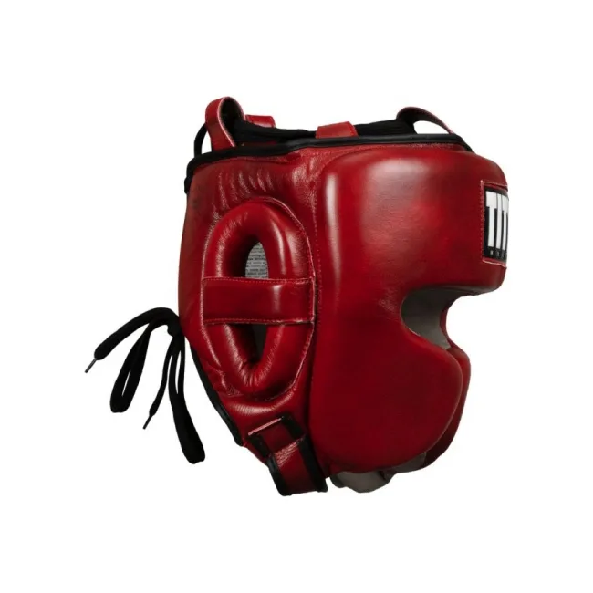 Шлем для бокса TITLE Blood Red Leather Sparring
