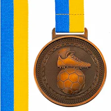 Медаль спортивна зі стрічкою тематична SP-SPORT Футбол C-6842 ø6,5см (Бронзовий)