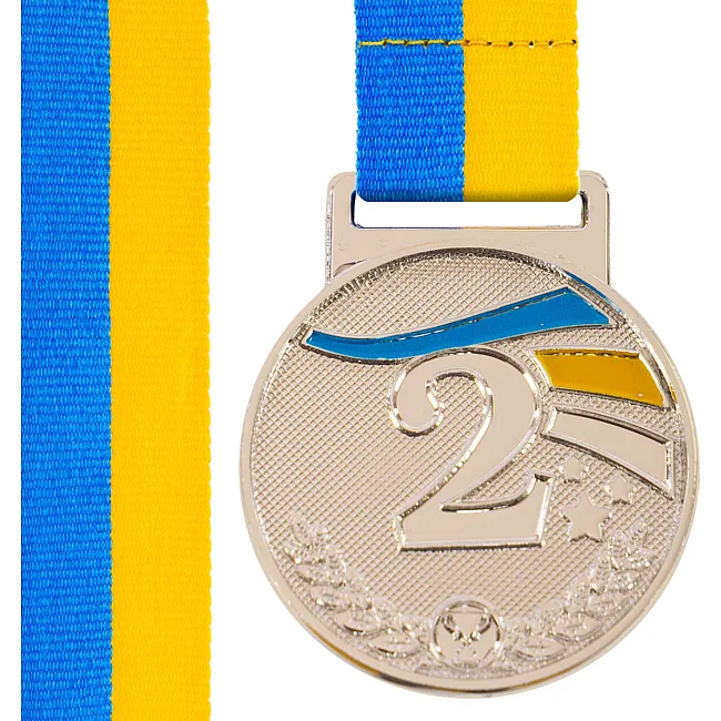 Медаль спортивная с лентой SP-SPORT UKRAINE с украинской символикой C-6837 ø5см (Бронзовый)