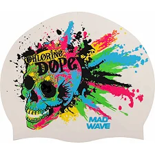 Шапочка для бассейна силиконовая для взрослых MADWAVE Chlorine dope M055463 (Белый)