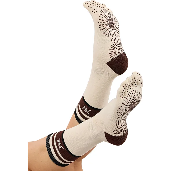 Гольфы для йоги и пилатеса с закрытыми пальцами нескользящие BLOOM YOGA SOCKS LB7150 (Белый)