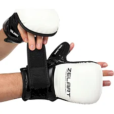 Перчатки Крабы спаринговые для MMA ZELART BO-4612 (Белый-черный)