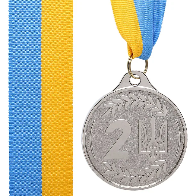 Медаль спортивная с лентой SP-SPORT
 UKRAINE с украинской символикой C-9293 ø6,5см (Золотой)