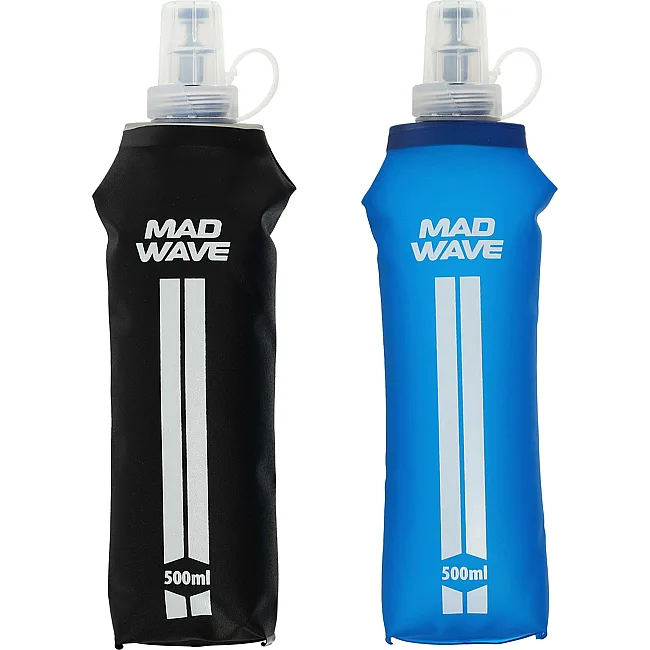 Спортивная бутылка для воды
 мягкая складная портативная MADWAVE
 M1393061 500мл (Черный)