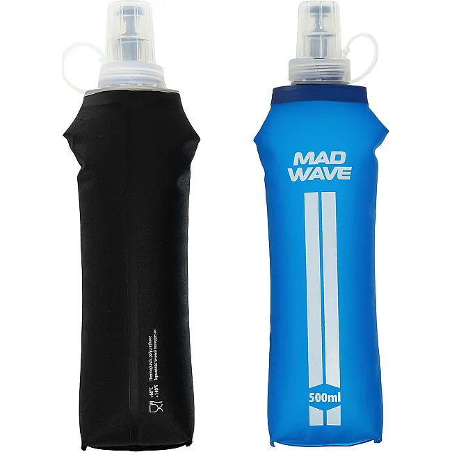 Спортивная бутылка для воды
 мягкая складная портативная MADWAVE
 M1393061 500мл (Черный)