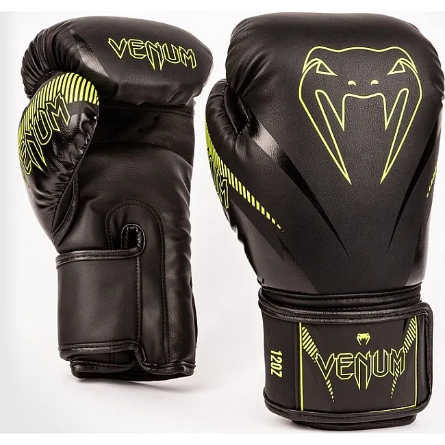 Рукавиці для боксу VENUM Impact Black Neo Yellow